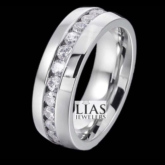 New 18k white gold men wedding ring